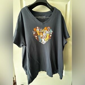 Life is Good Women's S/S Shirt with a Heart of Dogs